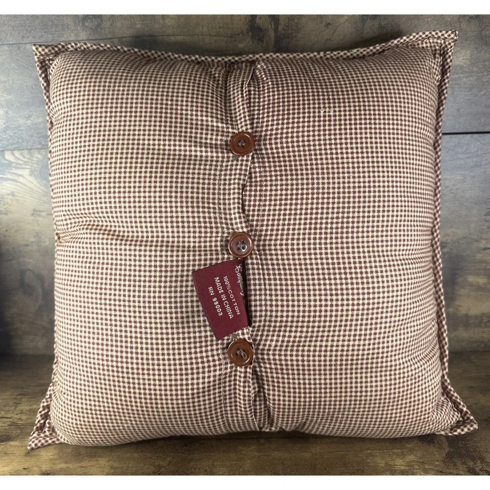 Rare Victorian Heart Company 100% Cotton Throw Pilliow Brown 15x15 Fast Shipping